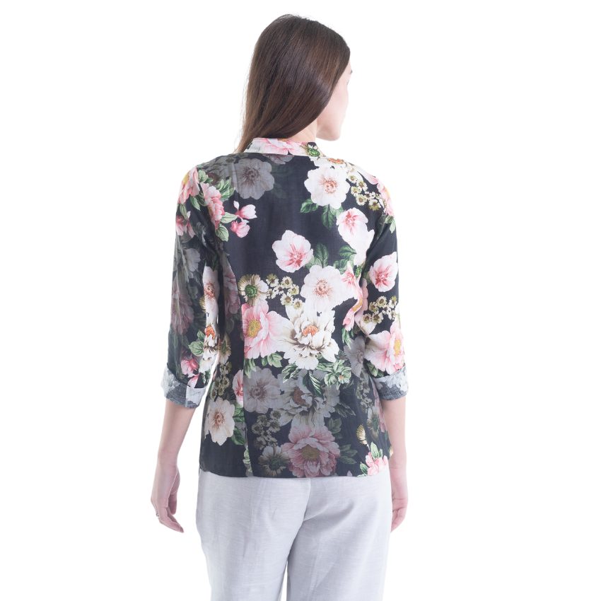VERA MAY FRENCH LINEN FLORAL BLACK JACKET 6213