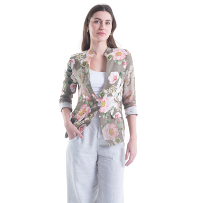 VERA MAY FRENCH LINEN FLORAL SAGE JACKET 6213