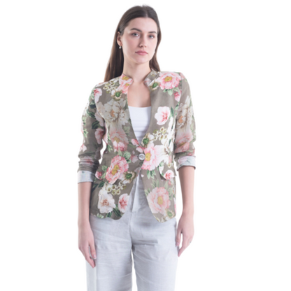 VERA MAY FRENCH LINEN FLORAL SAGE JACKET 6213