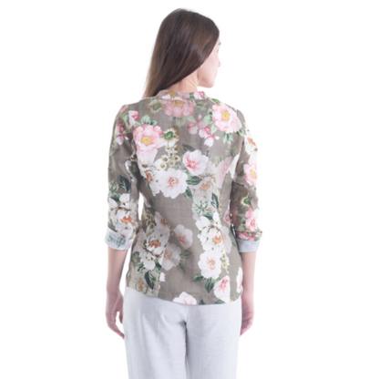 VERA MAY FRENCH LINEN FLORAL SAGE JACKET 6213