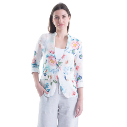 VERA MAY FRENCH LINEN FLORAL WHITE JACKET 6213
