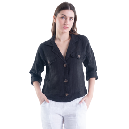 6215 VERA MAY BLACK ITALIAN LINEN JACKET