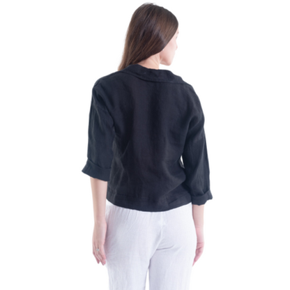 6215 VERA MAY BLACK ITALIAN LINEN JACKET