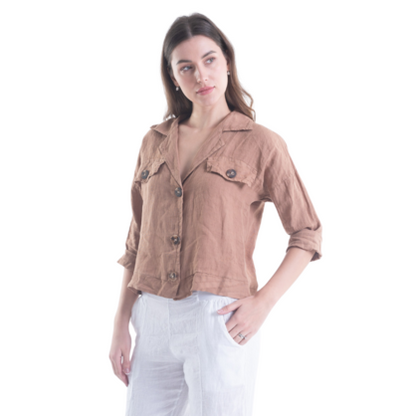 6215 VERA MAY CAMEL ITALIAN LINEN JACKET