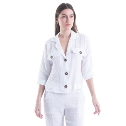 6215 VERA MAY WHITE ITALIAN LINEN JACKET