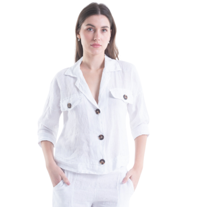 6215 VERA MAY WHITE ITALIAN LINEN JACKET