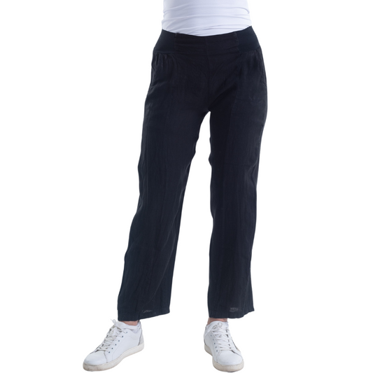 VERA MAY ITALIAN LINEN PANT BLACK 6218