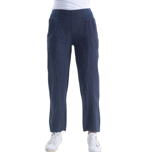 VERA MAY ITALIAN LINEN PANT NAVY 6218