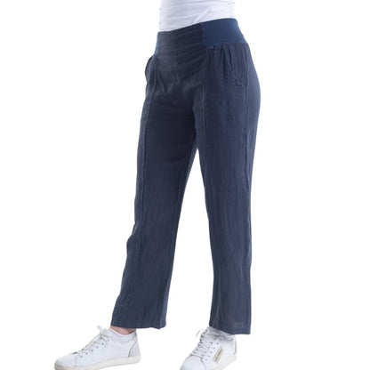 VERA MAY ITALIAN LINEN PANT NAVY 6218