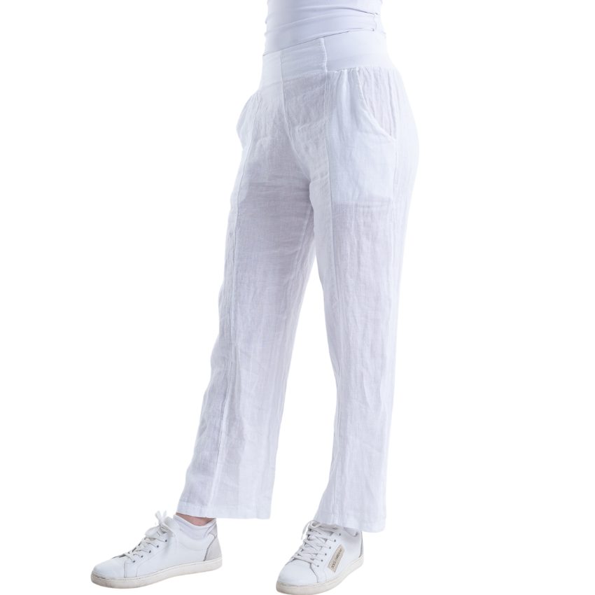 VERA MAY ITALIAN LINEN PANT WHITE 6218