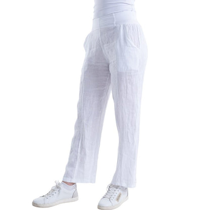 VERA MAY ITALIAN LINEN PANT WHITE 6218