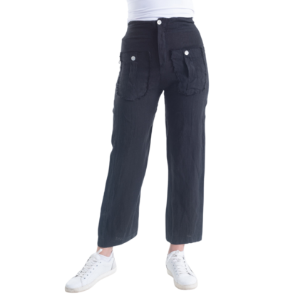 VERA MAY ITALIAN LINEN PANT BLACK 6217