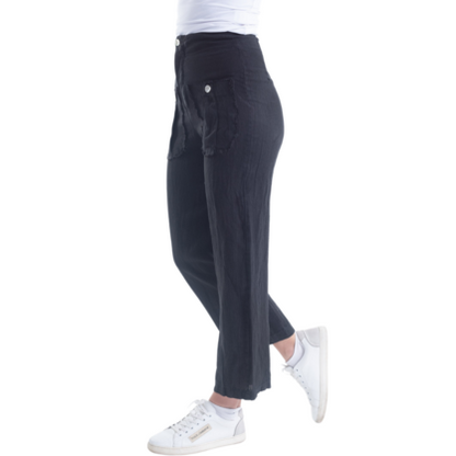 VERA MAY ITALIAN LINEN PANT BLACK 6217