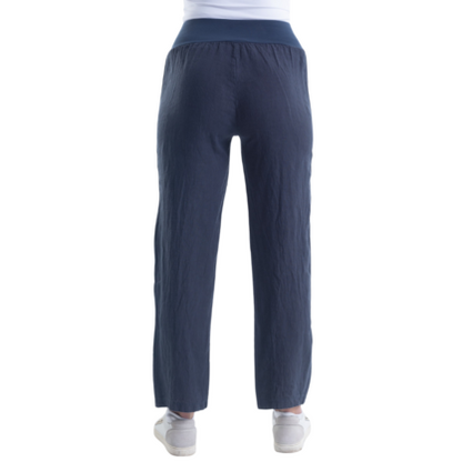 VERA MAY ITALIAN LINEN PANT NAVY 6218