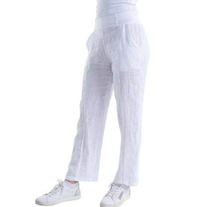 VERA MAY ITALIAN LINEN PANT WHITE 6218