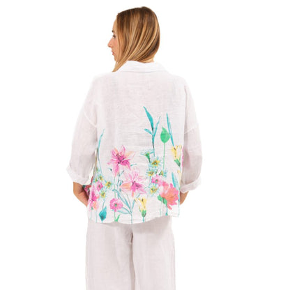 6232 White Vera May Italian Linen Top