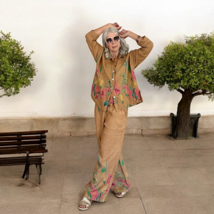 6233 Camel Vera May Italian Linen Pants