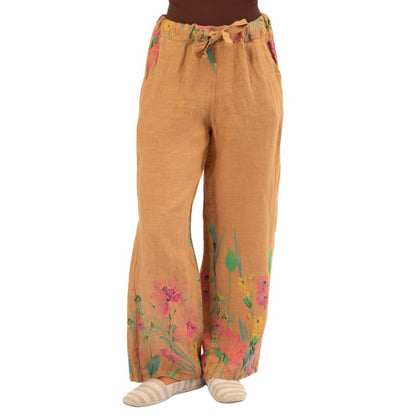 6233 Camel Vera May Italian Linen Pants