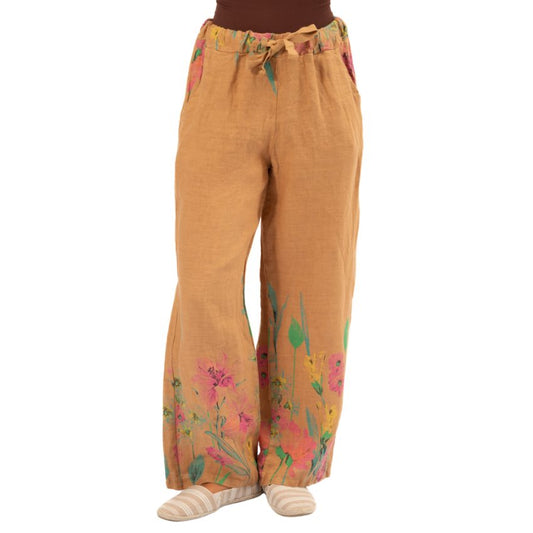 6233 Camel Vera May Italian Linen Pants