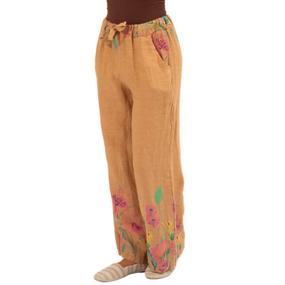 6233 Camel Vera May Italian Linen Pants