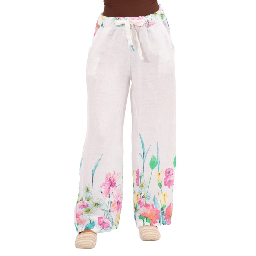 6233 White Vera May Italian Linen pants