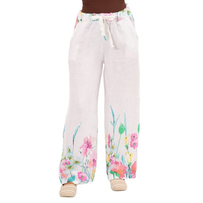 6233 White Vera May Italian Linen pants