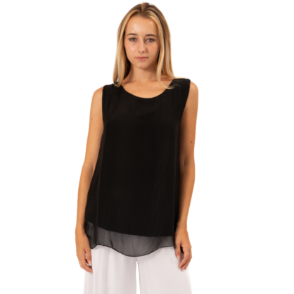 VERA MAY BLACK ITALIAN SILK TOP 6274