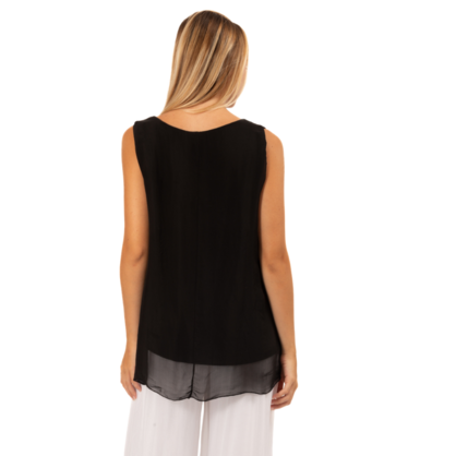 VERA MAY BLACK ITALIAN SILK TOP 6274