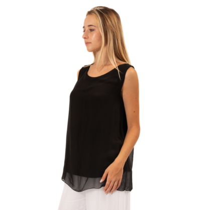 VERA MAY BLACK ITALIAN SILK TOP 6274