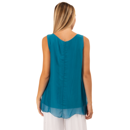 VERA MAY TEAL ITALIAN SILK TOP 6274