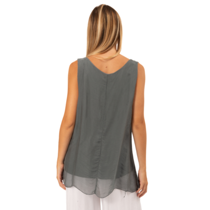 VERA MAY CHARCOAL ITALIAN SILK TOP 6274