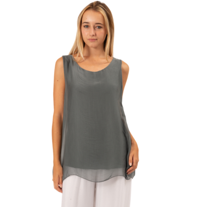 VERA MAY CHARCOAL ITALIAN SILK TOP 6274