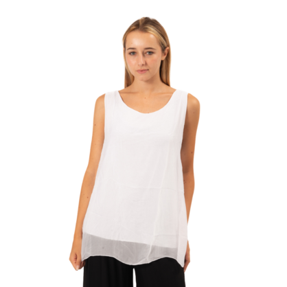 VERA MAY WHITE ITALIAN SILK TOP 6274