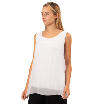 VERA MAY WHITE ITALIAN SILK TOP 6274