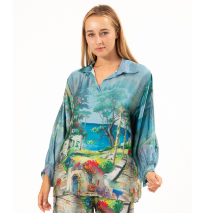 VERA MAY ITALIAN BLUE VISCOSE TOP 6282