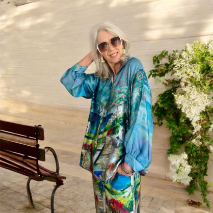 VERA MAY ITALIAN BLUE VISCOSE TOP 6282