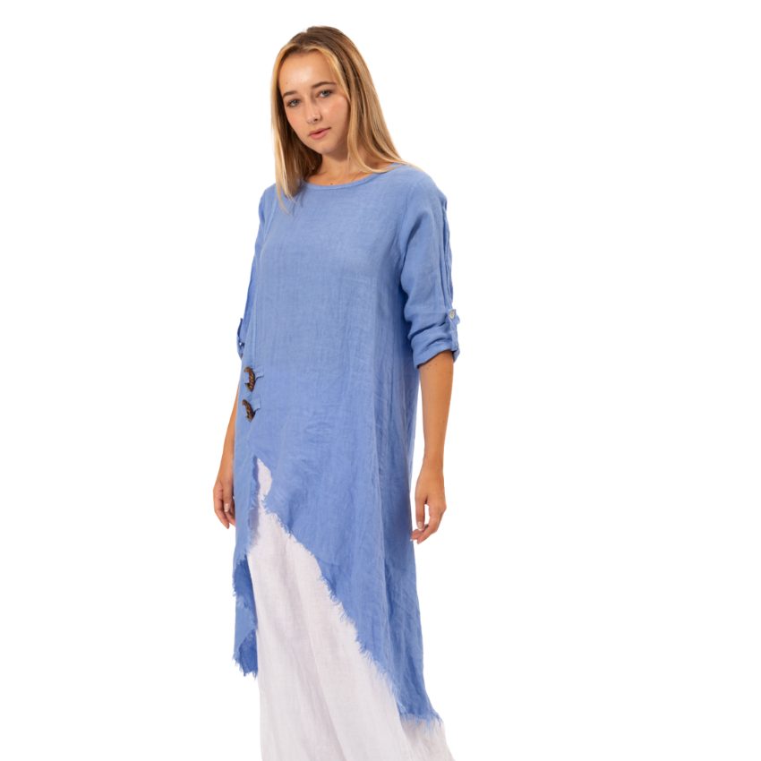 6284 Blue Vera May Italian Linen Top