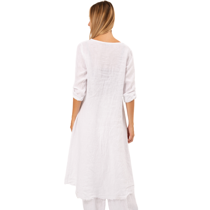 6284 White Vera May Italian Linen Top