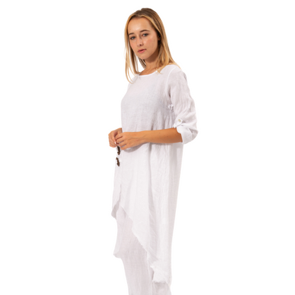 6284 White Vera May Italian Linen Top