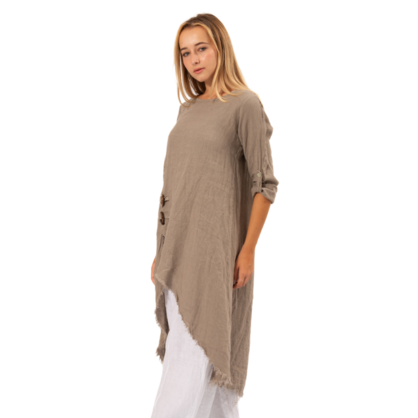 6284 Taupe Vera May Italian Linen Top