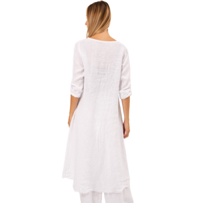 6284 White Vera May Italian Linen Top