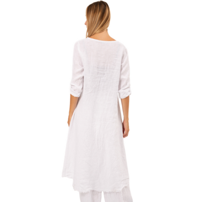 6284 White Vera May Italian Linen Top