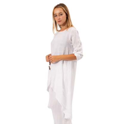 6284 White Vera May Italian Linen Top