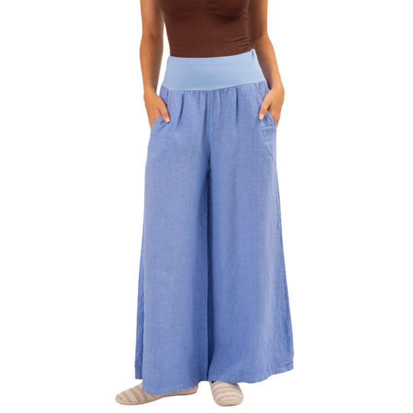 6285 Blue Vera May Italian Linen Pant