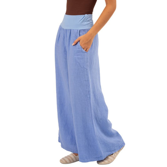 6285 Blue Vera May Italian Linen Pant