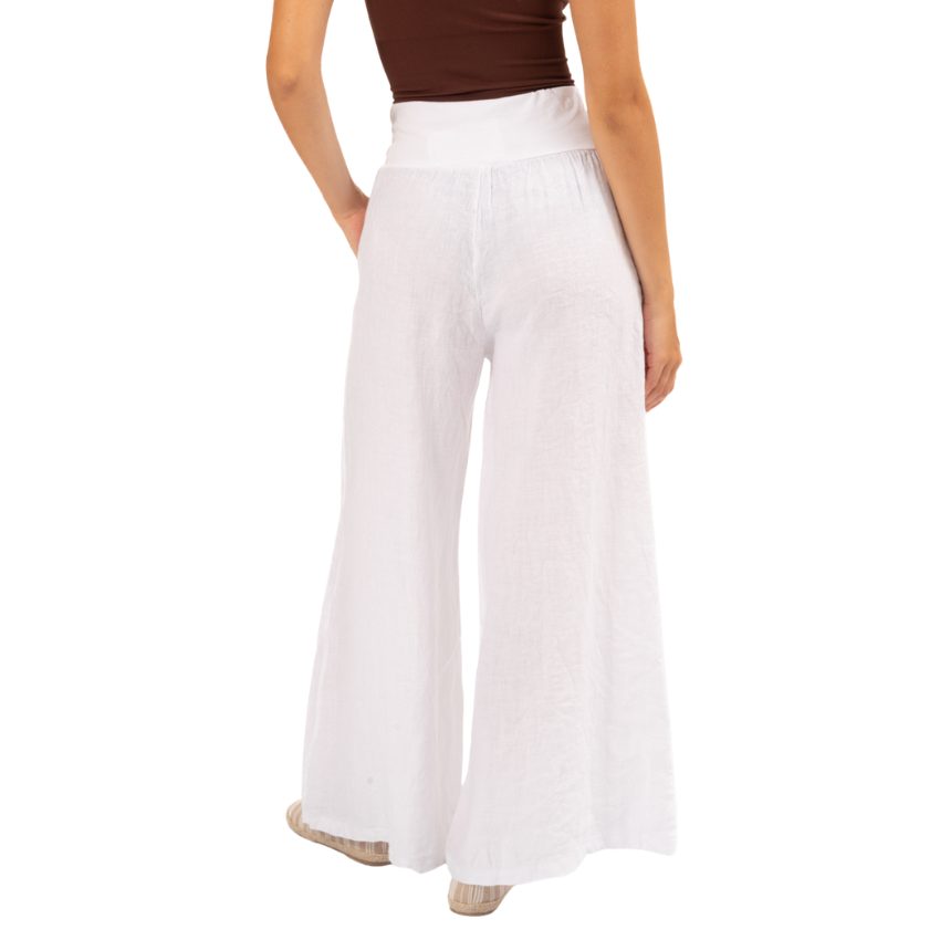 6285 White Vera May Italian Linen Pant