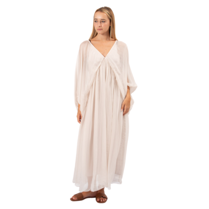 VERA MAY BEIGE ITALIAN SILK DRESS 6291