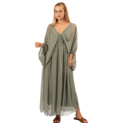 VERA MAY KHAKI ITALIAN SILK DRESS 6291