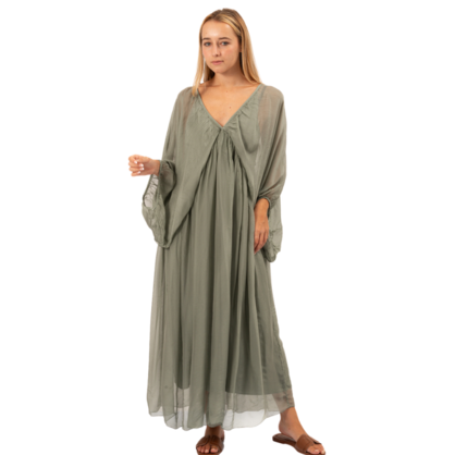 VERA MAY KHAKI ITALIAN SILK DRESS 6291