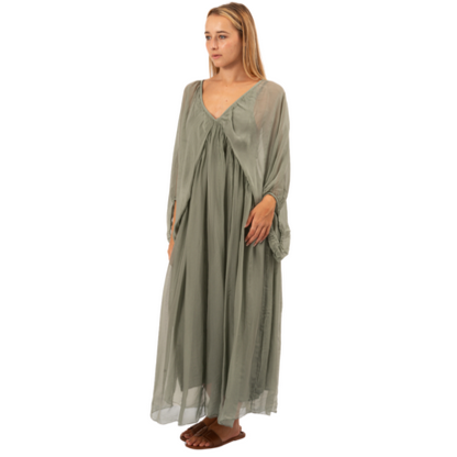 VERA MAY KHAKI ITALIAN SILK DRESS 6291